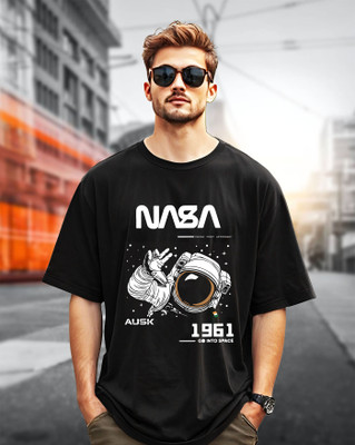 AUSK Printed Men Round Neck Black T-Shirt