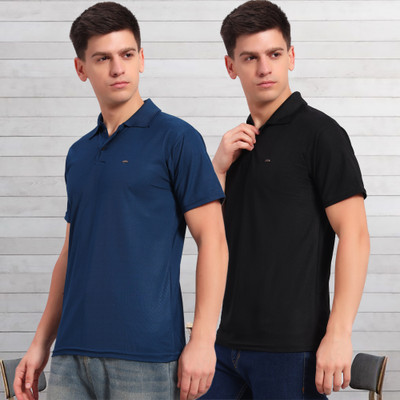 DUCOHIVE Solid Men Polo Neck Multicolor T-Shirt