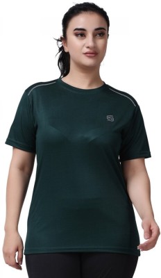 ND Solid Women Round Neck Dark Green T-Shirt