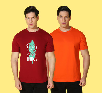WOOSTRO Printed Men Round Neck Multicolor T-Shirt
