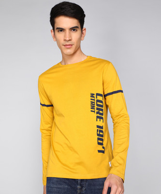 METRONAUT Printed Men Round Neck Yellow T-Shirt