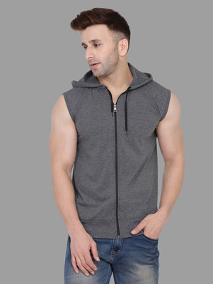 tfurnish Solid Men Hooded Neck Grey T-Shirt