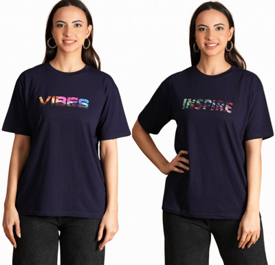 METRONAUT Printed Women Round Neck Multicolor T-Shirt