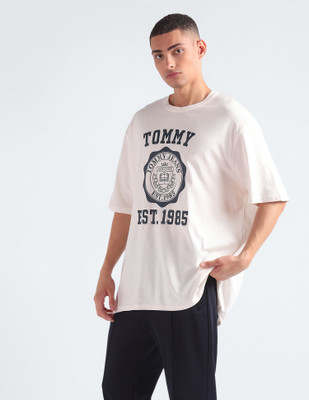 TOMMY HILFIGER Printed Men Round Neck White T-Shirt