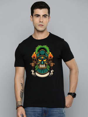 Moda Rapido Graphic Print Men Round Neck Black T-Shirt