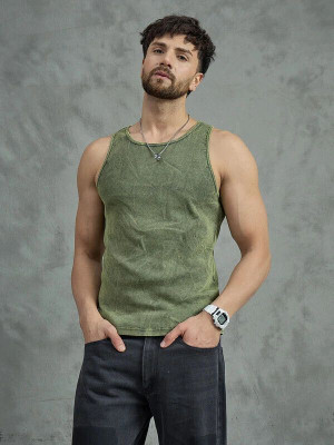 FUGAZEE Solid Men Racerback Green T-Shirt