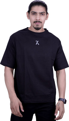 JOYKART Printed Men Round Neck Black T-Shirt