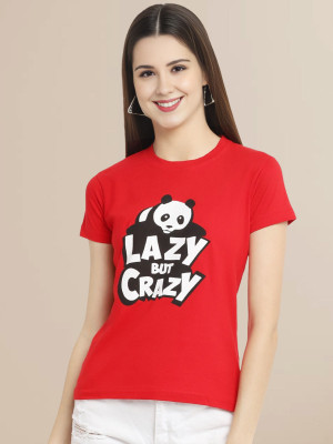 SZN Solid Women Round Neck Red T-Shirt