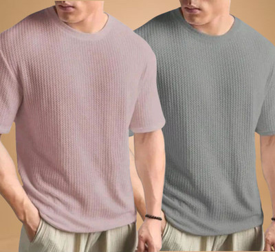 WAY TO TRENDY Solid Men Round Neck Grey T-Shirt