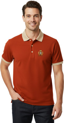 Rikaro Solid Men Polo Neck Orange T-Shirt