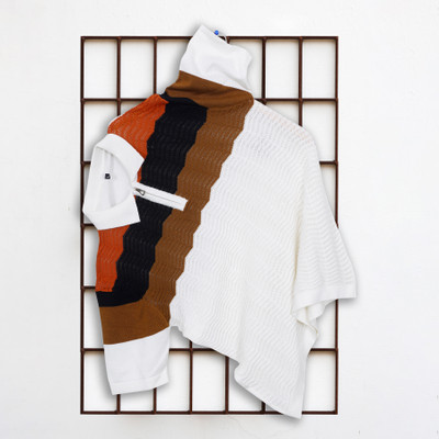 zanskar Colorblock, Striped Men Polo Neck Brown T-Shirt