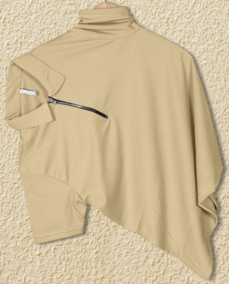 METRONAUT Solid Men Polo Neck Beige T-Shirt