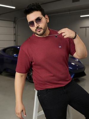 Club York Solid Men Round Neck Maroon T-Shirt