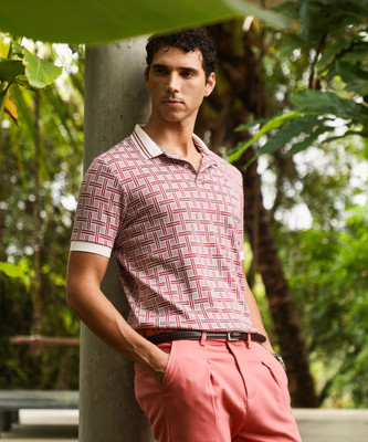 CAMPUS SUTRA Geometric Print Men Polo Neck Red T-Shirt