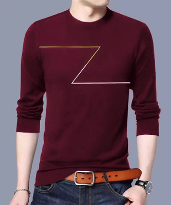FastColors Printed Men Round Neck Maroon T-Shirt