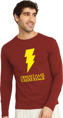 OrrganicChics Printed Men Round Neck Maroon T-Shirt