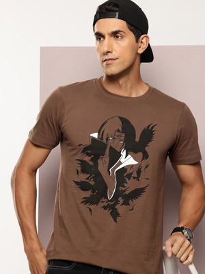 INVICTUS Printed Men Round Neck Brown T-Shirt