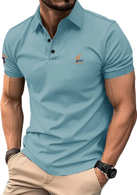 EyeBogler Solid Men Round Neck Light Blue T-Shirt