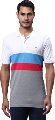 PARK AVENUE Self Design Men Polo Neck Grey T-Shirt