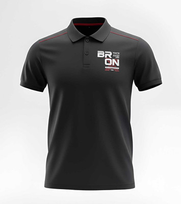 GALAX Solid Men Polo Neck Black T-Shirt