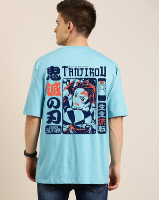 clickwell Printed, Typography Men Round Neck Blue T-Shirt