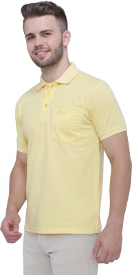 NEO GARMENTS Solid Men Polo Neck Yellow T-Shirt