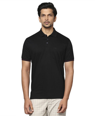 PARK AVENUE Solid Men Polo Neck Black T-Shirt