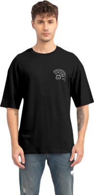 RITCHER Printed Men Round Neck Black T-Shirt