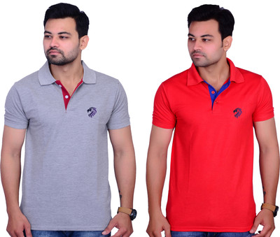 Cousin's Printed Men Polo Neck Red T-Shirt