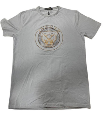 SAMARFABRICS Printed Men Round Neck Grey T-Shirt