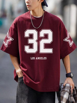 Cool Plus Printed Men Round Neck Maroon T-Shirt