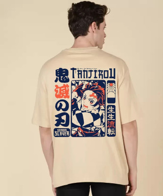 FASHNET FASHION Printed Men Round Neck Beige T-Shirt