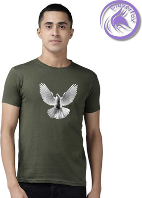 Clever Fox Graphic Print Men Round Neck Reversible Light Green T-Shirt