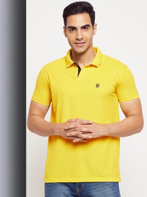 Harbor N Bay Solid Men Polo Neck Yellow T-Shirt