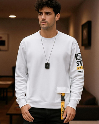 FASHIUM Printed Men Round Neck White T-Shirt