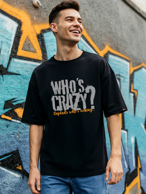 BEWAKOOF Typography Men Round Neck Black T-Shirt