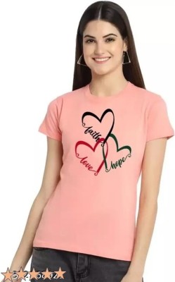 PVS TREND Printed Women Round Neck Pink T-Shirt