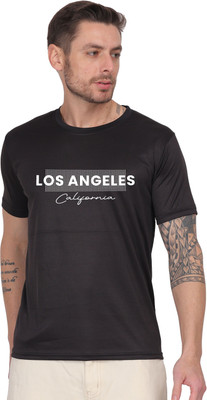 AZAADGARMENT Printed Men Round Neck Black T-Shirt