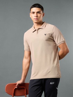 TECHNOSPORT Self Design Men Polo Neck Brown T-Shirt