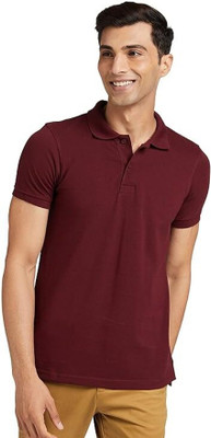 solid villa Solid Men Polo Neck Black T-Shirt