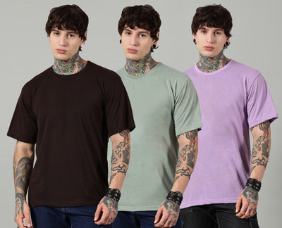 Diversify Solid Men Round Neck Multicolor T-Shirt