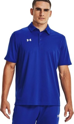 UNDER ARMOUR Solid Men Polo Neck Blue T-Shirt