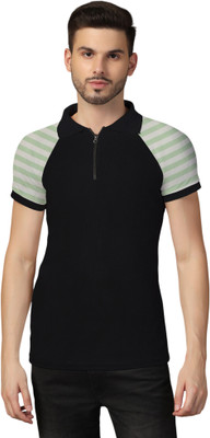 GEUM Solid Men Polo Neck Green T-Shirt