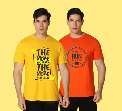 WOOSTRO Printed Men Round Neck Multicolor T-Shirt