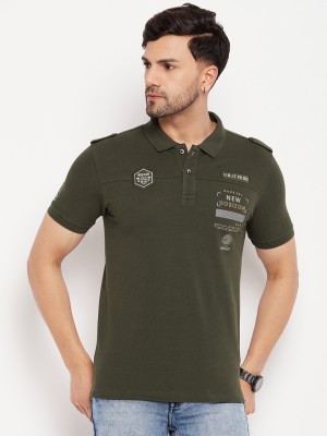 DUKE Typography Men Polo Neck Green T-Shirt