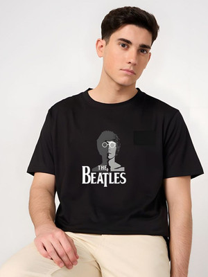 Moda Rapido Graphic Print Men Round Neck Black T-Shirt