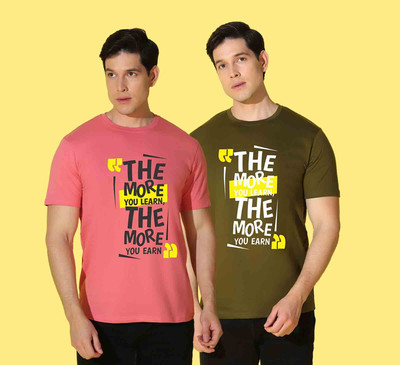 WOOSTRO Printed Men Round Neck Multicolor T-Shirt