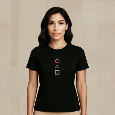 Rimore Clothing Graphic Print Women Round Neck Black T-Shirt