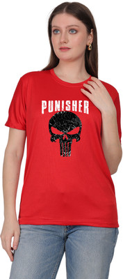 Mantratees Graphic Print Women Round Neck Red T-Shirt