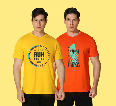 WOOSTRO Printed Men Round Neck Multicolor T-Shirt